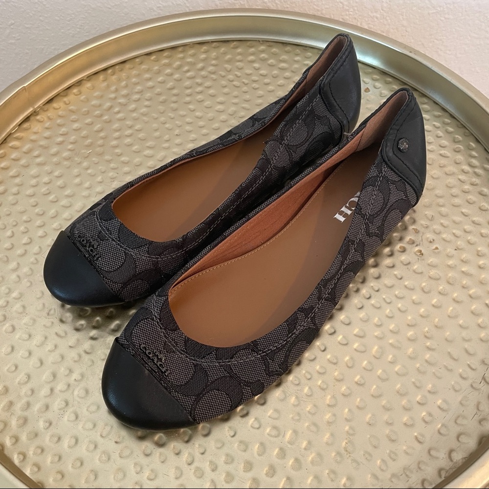 NWOT Gorgeous baby blue leather Coach flats!